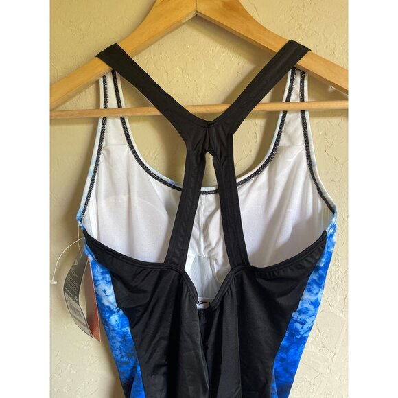 New! Speedo Size 12 MSRP $88 Blue BLack Navy Fusion Powerflex Ultrafusion Halter - Picture 9 of 10